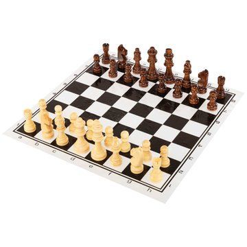 Шахматы настольная игра деревянные с виниловым игровым полем SP-Sport 301P размер короля 8 см пешки 4 см 301P фото