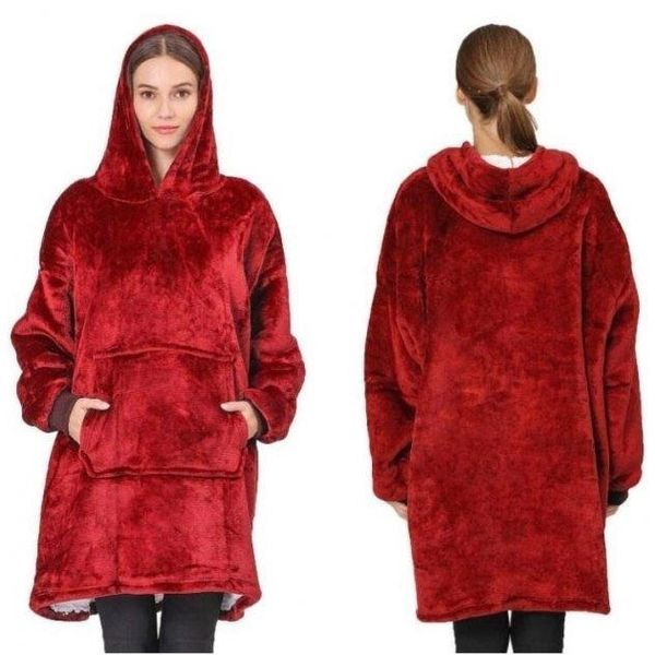 Плед толстовка с капюшоном и рукавами Huggle Hoodie оверсайз. Цвет: бордовый ws96134-1 фото