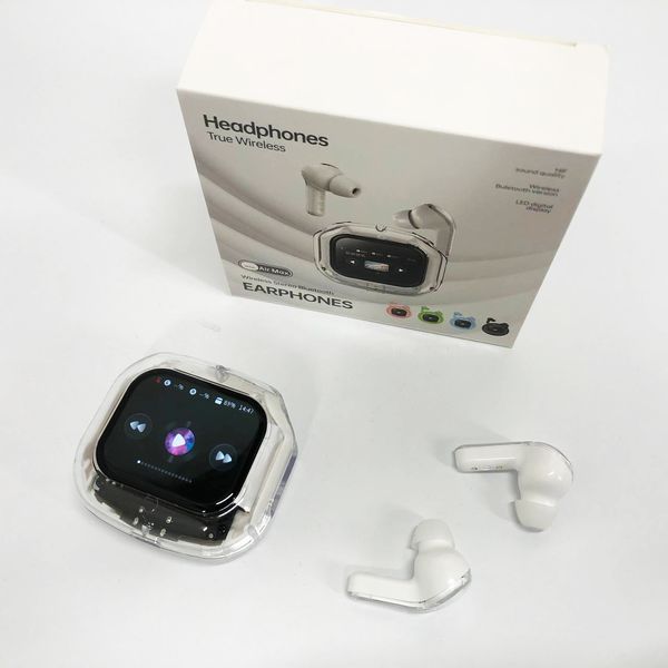Бездротові вакуумні навушники TWS з дисплеєм LED, вологозахист IPx4 Bluetooth 5.4 з кейсом. Колір: білий ws73645-3 фото