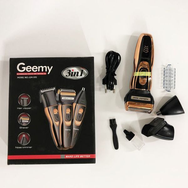 Электробритва сеточная и триммер для бороды GEMEI GM-595 с аккумулятором. Цвет: золотой ws36676 фото
