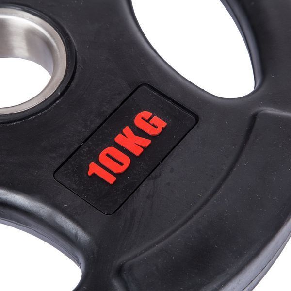Млинці диски гумові з потрійним хватом та металевою втулкою LIFE FITNESS SC-80154B-10 51мм 10кг чорний SC-80154B-10 фото