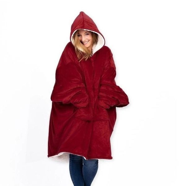 Плед толстовка с капюшоном и рукавами Huggle Hoodie оверсайз. Цвет: бордовый ws96134-1 фото