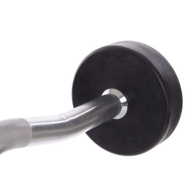 Штанга нерозбірна з фіксованою вагою вигнута гумова Zelart Rubber Coated Barbell TA-2687-10 довжина-95см 10кг чорний TA-2687-10 фото