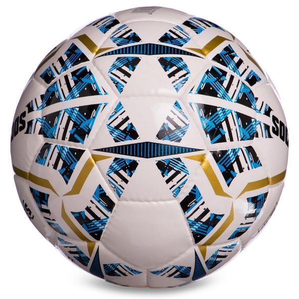 М'яч футбольний SOCCERMAX IMS FB-0004 №5 PU білий-синій-золотий FB-0004 фото