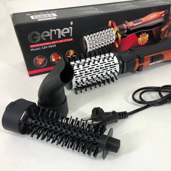 Фен Щітка Gemei Gm-4828 Браш Стайлер гребінець Для Брашинга, Фен щітка 3 в 1, Фен браш Gemei ws44125 фото