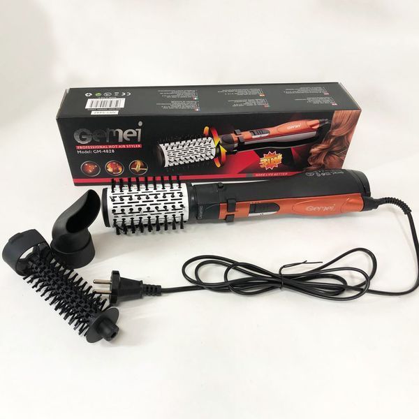 Фен Щітка Gemei Gm-4828 Браш Стайлер гребінець Для Брашинга, Фен щітка 3 в 1, Фен браш Gemei ws44125 фото