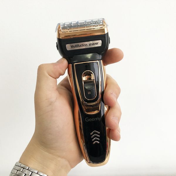 Электробритва сеточная и триммер для бороды GEMEI GM-595 с аккумулятором. Цвет: золотой ws36676 фото