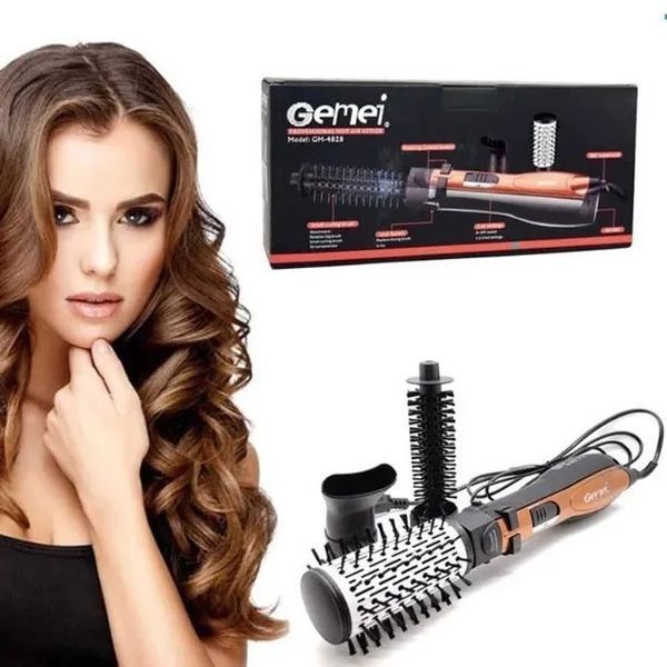 Фен Щітка Gemei Gm-4828 Браш Стайлер гребінець Для Брашинга, Фен щітка 3 в 1, Фен браш Gemei ws44125 фото