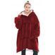 Плед толстовка с капюшоном и рукавами Huggle Hoodie оверсайз. Цвет: бордовый ws96134-1 фото 4