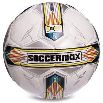 М'яч футбольний SOCCERMAX FIFA FB-0176 №5 PU білий-сірий-жовтий FB-0176 фото