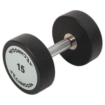 Гантель цільна професійна з поліуретановим покриттям TECHNOGYM TG-1834-15 1шт 15кг чорний-сірий TG-1834-15 фото