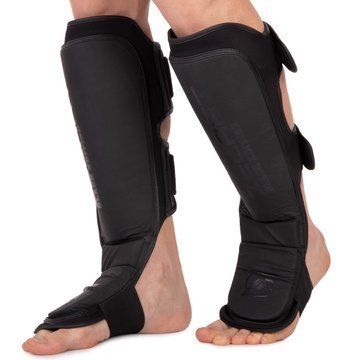 Защита голени и стопы Муай Тай, ММА, Кикбоксинг кожаная ZELART VL-3099 S-XL черный VL-3099 фото