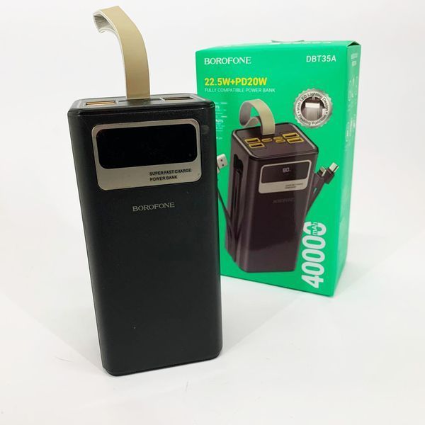 Портативное зарядное устройство Power Bank BOROFONE DBT35A 40000mAh со встроенными кабелями ws83187 фото