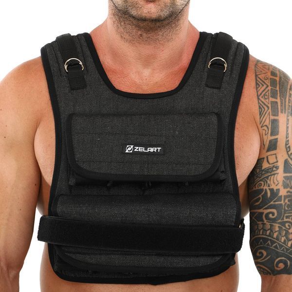 Жилет утяжелитель с регулируемым весом Zelart WEIGTH VEST TA-7805-20 вес-0,5-20кг черный TA-7805-20 фото