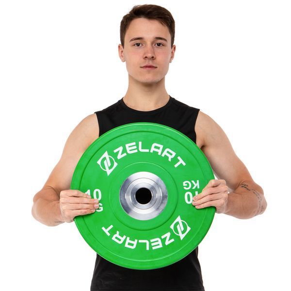 Бамперные диски резиновые Zelart TA-7798-10 50.6&plusmn;0.2мм 10кг зеленый TA-7798-10 фото