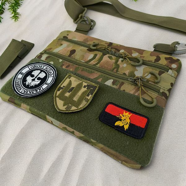 Сумка-кобура мультикам наплечная с липучкой для шевронов, тактическая сумка мужская из кордуры ws53896 фото