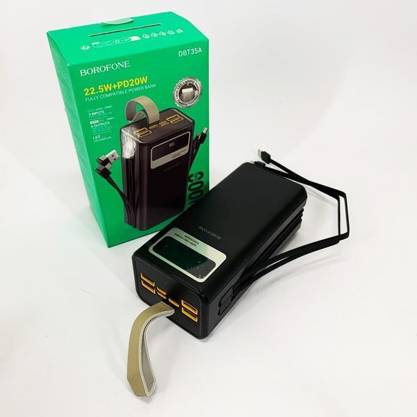 Портативное зарядное устройство Power Bank BOROFONE DBT35A 40000mAh со встроенными кабелями ws83187 фото