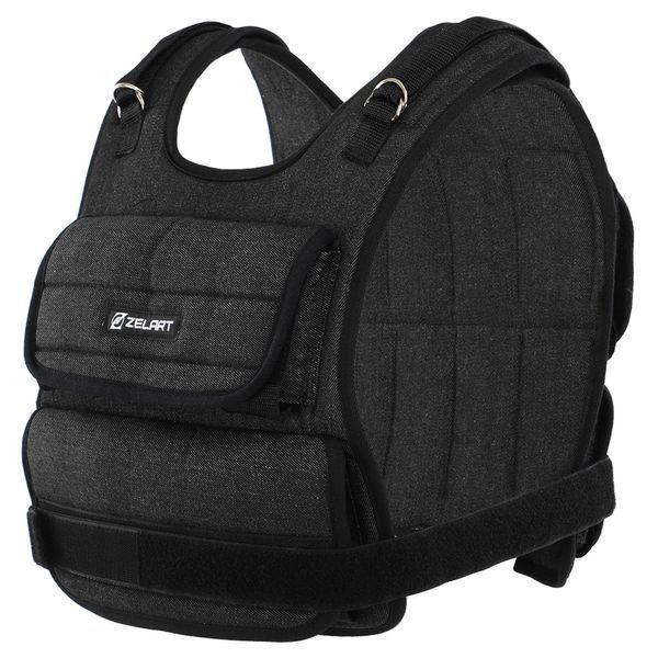 Жилет утяжелитель с регулируемым весом Zelart WEIGTH VEST TA-7805-20 вес-0,5-20кг черный TA-7805-20 фото