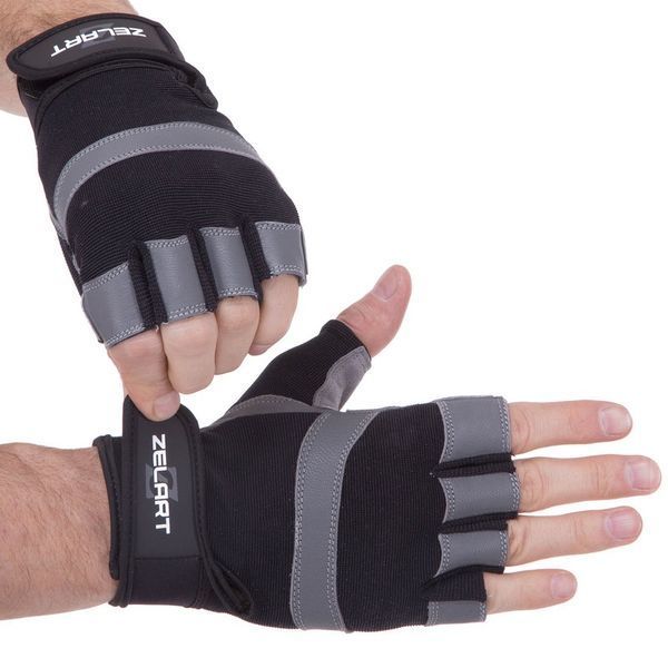 Перчатки для фитнеса и тренировок Zelart SB-161594 S-XXL черный-серый XL SB-161594 фото