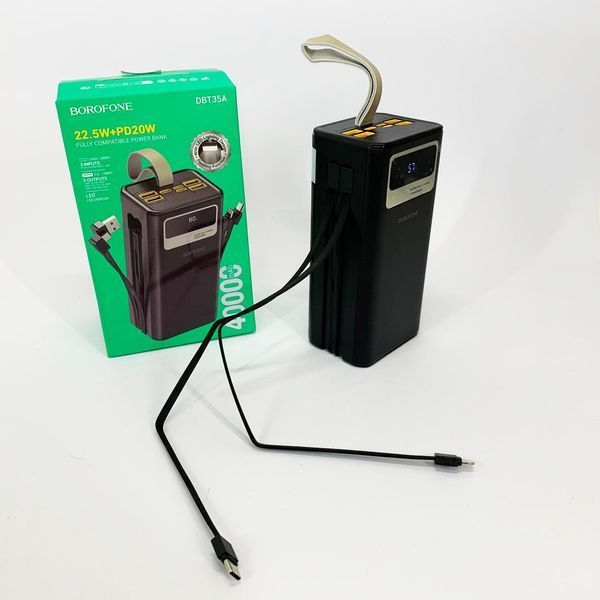Портативное зарядное устройство Power Bank BOROFONE DBT35A 40000mAh со встроенными кабелями ws83187 фото