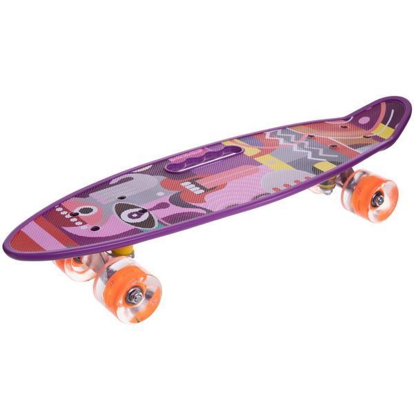 Пенні борд Penny Board круїзер пластиковий з колесами які світяться та ручкою для перенесення 24' SP-Sport SK-2306-6 бузковий SK-2306-6 фото
