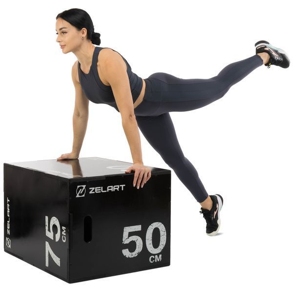 Бокс плиометрический тумба для кроссфита Плиобокс Wood Plyo box Zelart TA-4774-2 1шт 75см черный TA-4774-2 фото