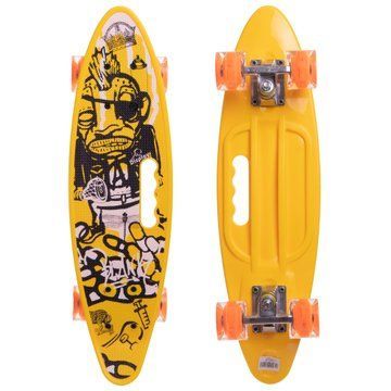 Пенни борд Penny Board круизер пластиковый со светящимися колесами и ручкой для переноски 24' SP-Sport SK-2306-4 желтый-черный SK-2306-4 фото