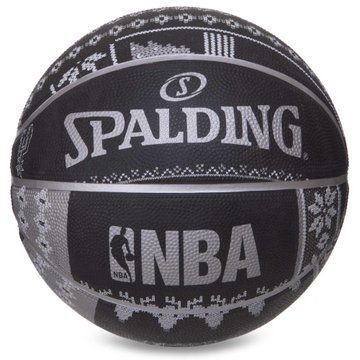 Мяч баскетбольный резиновый SPALDING NBA Sweater-San Antonio 83639Z размер 7 черный-серый 83639Z фото
