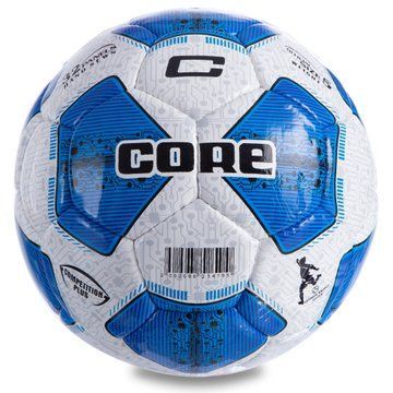 М'яч футбольний CORE COMPETITION PLUS CR-003 №5 PU білий-синій CR-003 фото