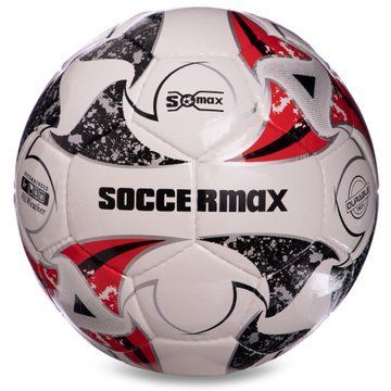М'яч футбольний SOCCERMAX FIFA FB-0003 №5 PU білий-сірий-червоний FB-0003 фото