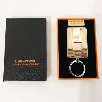 Зажигалка спиральная USB-811. BMW. Цвет: золотой ws66465-2 фото