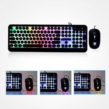 Комплект провідна клавіатура та мишка з LED підсвічуванням UKC HK-3970 ws23414 фото