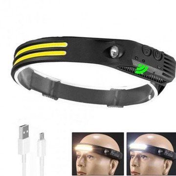 LED Фонарь налобный BL-W689-LM+2COB (white+red) датчик жвижения, Фонарик на голову с зарядкой ws52445 фото