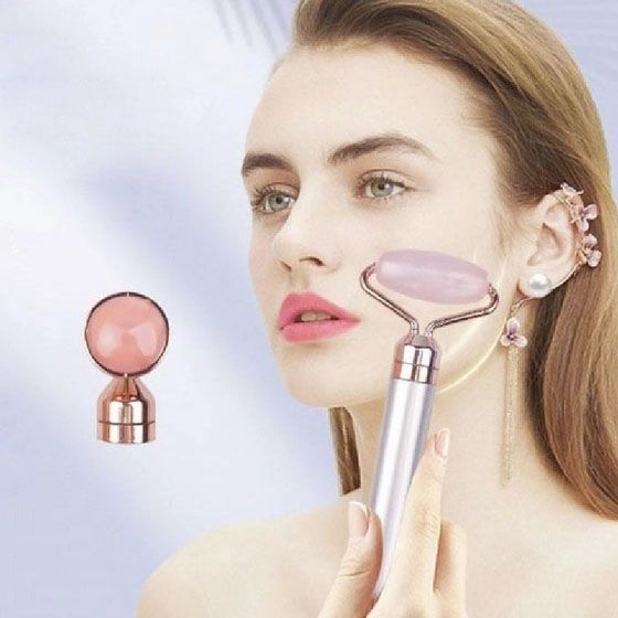 Массажер ролик электрический для лица Facial Roller Massager. Цвет: бежевый ws25719 фото