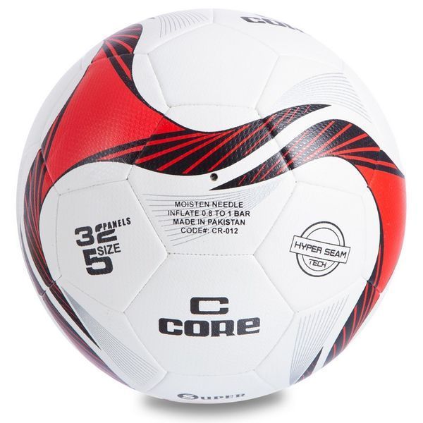 М'яч футбольний HYBRID CORE SUPER CR-012 №5 PU білий-червоний CR-012 фото