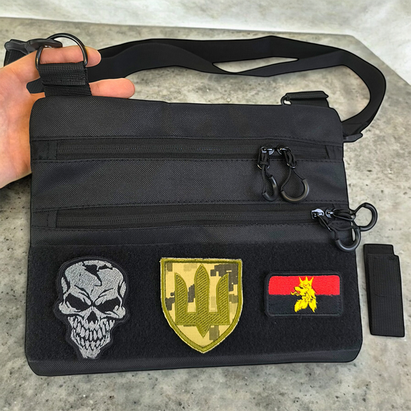 Сумка тактична чорна для скритого носіння з кобурою, чоловічий месенджер з кордури ws82492 фото