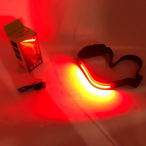 LED Фонарь налобный BL-W689-LM+2COB (white+red) датчик жвижения, Фонарик на голову с зарядкой ws52445 фото
