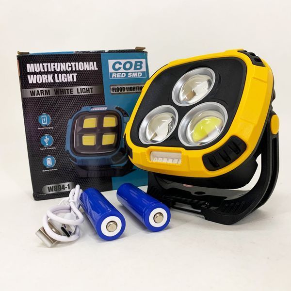 Прожектор ліхтар кемпінг W891-1-3COB(White+Yellow)+5SMD(Red) Power bank ws58952 фото