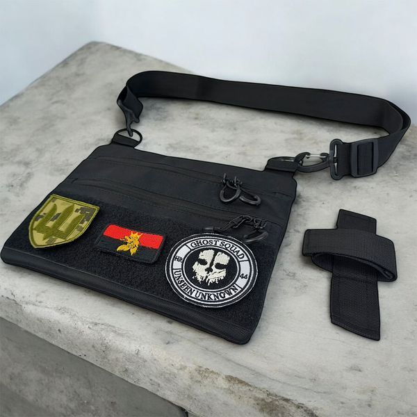 Сумка тактична чорна для скритого носіння з кобурою, чоловічий месенджер з кордури ws82492 фото