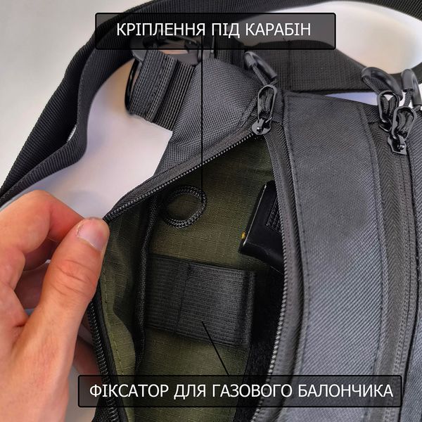 Сумка тактична чорна для скритого носіння з кобурою, чоловічий месенджер з кордури ws82492 фото