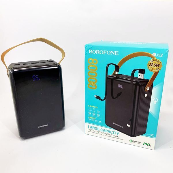 Зовнішній акумулятор повербанк BOROFONE BJ32 power bank 80000mAh швидка зарядка 22.5W ws48417 фото