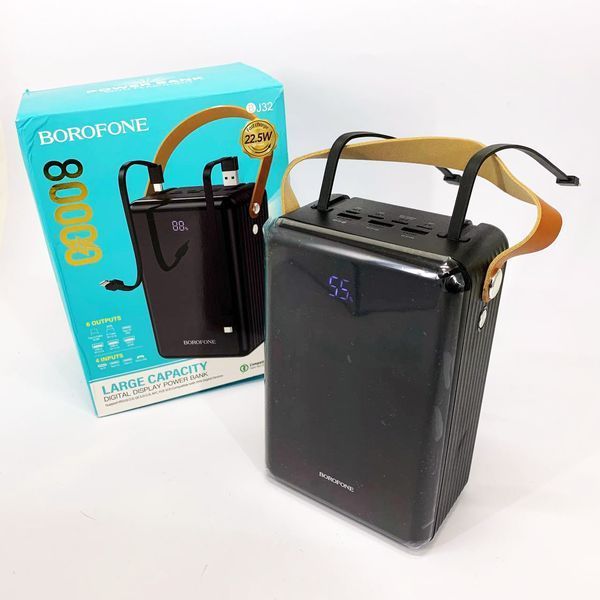 Зовнішній акумулятор повербанк BOROFONE BJ32 power bank 80000mAh швидка зарядка 22.5W ws48417 фото