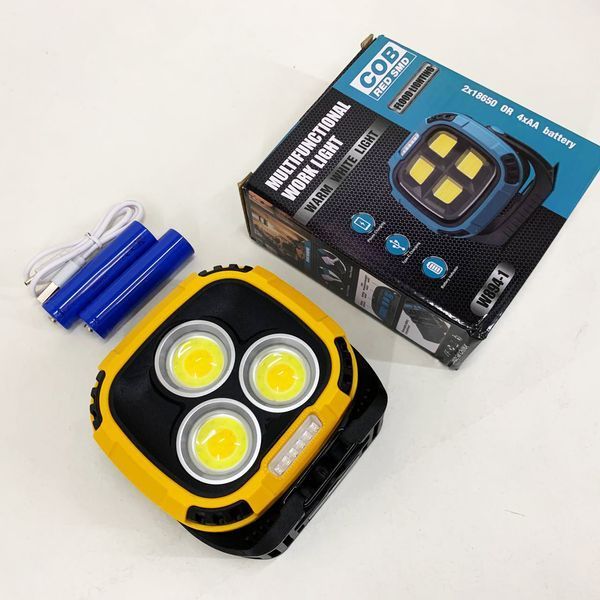 Прожектор ліхтар кемпінг W891-1-3COB(White+Yellow)+5SMD(Red) Power bank ws58952 фото