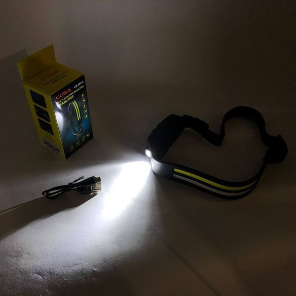 LED Фонарь налобный BL-W689-LM+2COB (white+red) датчик жвижения, Фонарик на голову с зарядкой ws52445 фото
