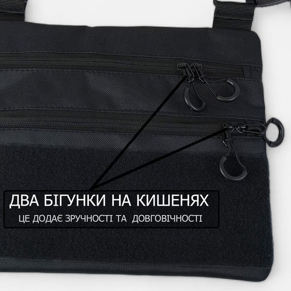 Сумка тактична чорна для скритого носіння з кобурою, чоловічий месенджер з кордури ws82492 фото