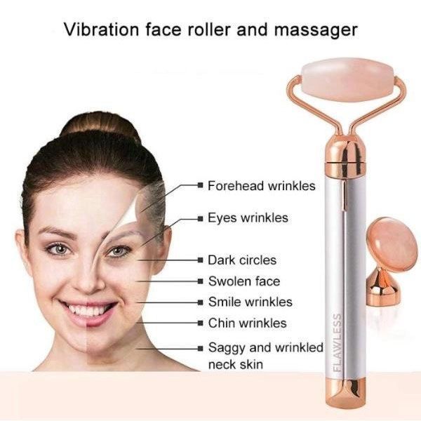 Массажер ролик электрический для лица Facial Roller Massager. Цвет: бежевый ws25719 фото