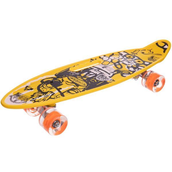 Пенні борд Penny Board круїзер пластиковий з колесами які світяться та ручкою для перенесення 24' SP-Sport SK-2306-4 жовтий-чорний SK-2306-4 фото