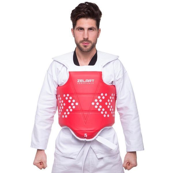 Жилет защитный для тхэквондо двусторонний Zelart BO-0030 0-5 красный-синий BO-0030 фото