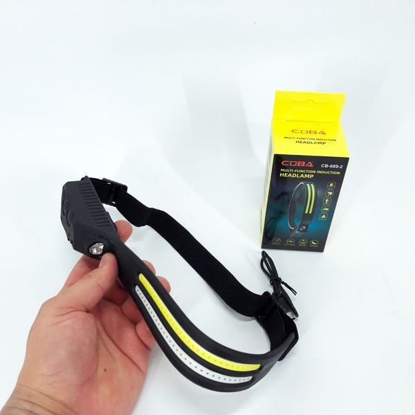 LED Фонарь налобный BL-W689-LM+2COB (white+red) датчик жвижения, Фонарик на голову с зарядкой ws52445 фото