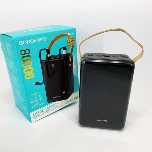 Зовнішній акумулятор повербанк BOROFONE BJ32 power bank 80000mAh швидка зарядка 22.5W ws48417 фото